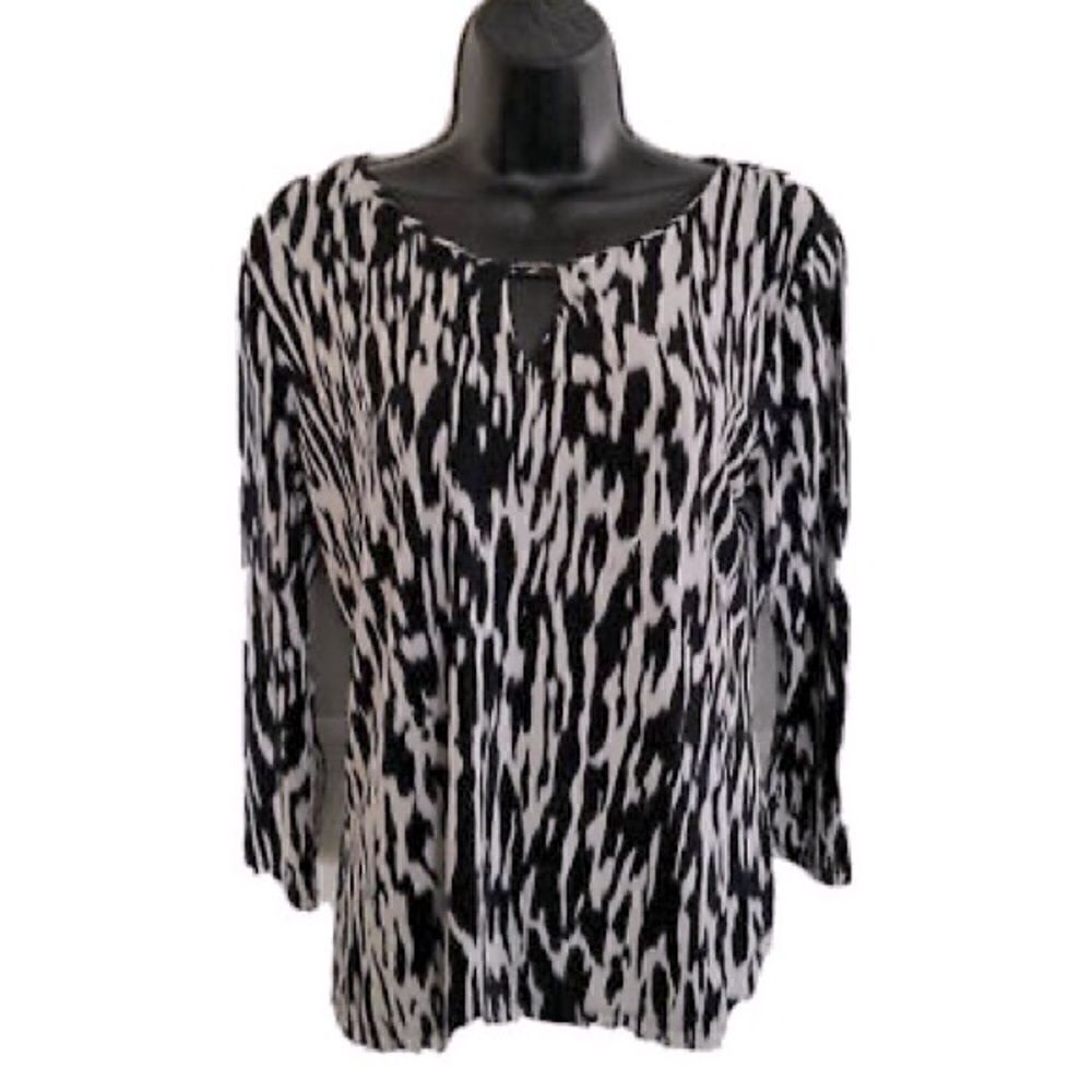 Calvin Klein Animal Zebra Print Key Hole Blouse Size 2X